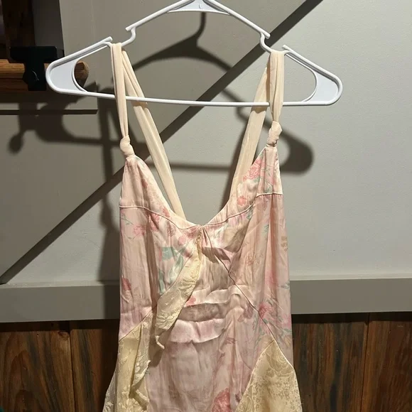 Free People Laughlin Vintage Lace Ruffles Mixed Printed Asymmetrical Dress - Picture 7 of 14